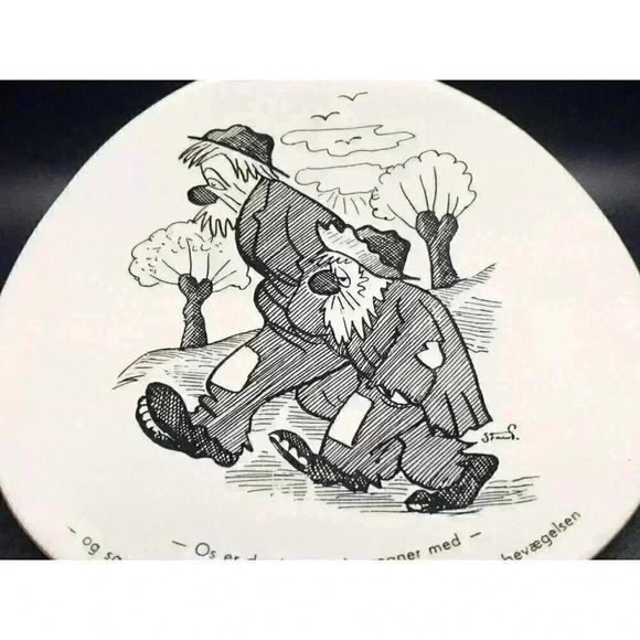 Vintage MCM Knabstrup Danish Pottery Plaque STORM P Robert Storm Petersen Plate - Picture 5 of 10